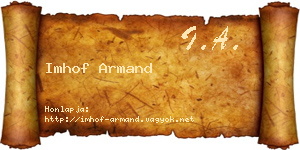 Imhof Armand névjegykártya